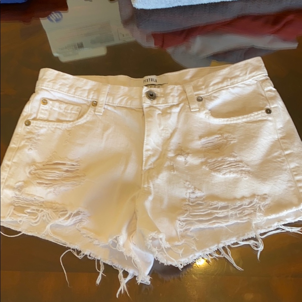Pistols white jean shorts